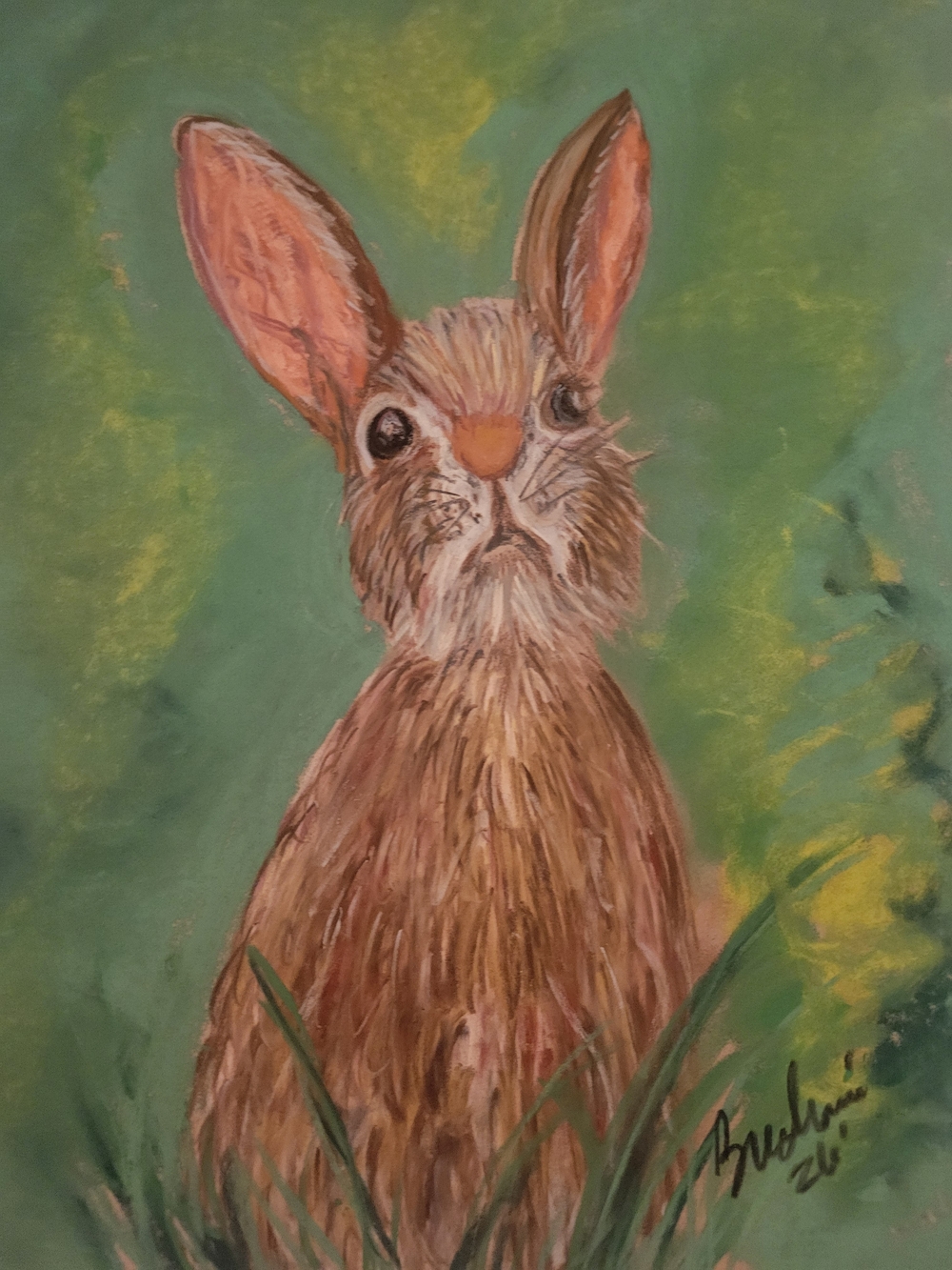 "Peter Rabbit"Soft Pastel on Pastel Paper Original Framed Artwork 12in X 15in - Picture 3 of 4